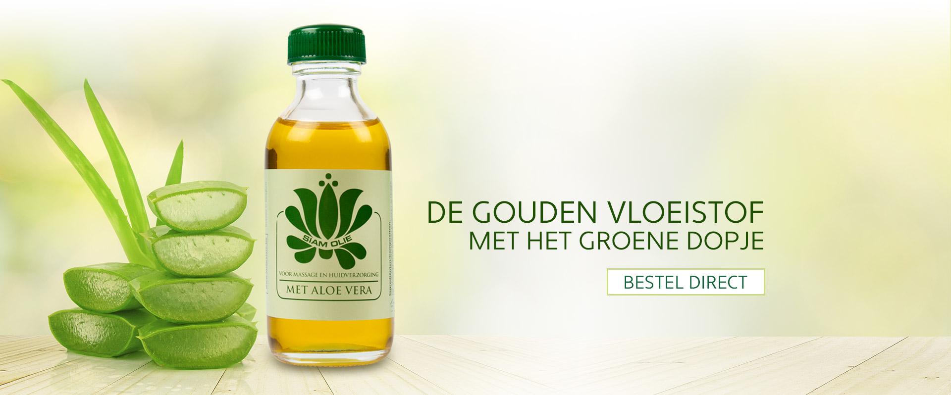 De gouden vloeistof met het groene dopje
